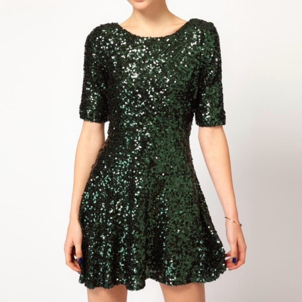 NWT Green sequined party dress
